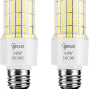 Led Light Bulbs 300W Equivalent Super Bright 5000Lm 5000K Cool Daylight White Led Bulb E26/E27 Medium Base 40w Waterproof Leds Corn Light Bulb for Outdoor Indoor Lamp Bedroom Office Garage-2 Pack
