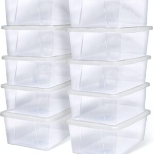 HOMZ 10-Pack Snaplock, Small Clear Plastic Storage Organizer Bins w/ Lids, 6 Quart, White – Stackable Container Boxes for Bedroom, Bathroom, Garage, and Office Organization
