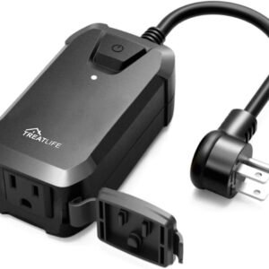 TREATLIFE Smart Dimmer Plug Outdoor Smart Plug Works with Alexa and Google Home, Light Dimmer APP Remote Control, Max Power 400W, IP44 for Dimmable Outdoor String Lights, Floor Lamp, Table Lamp