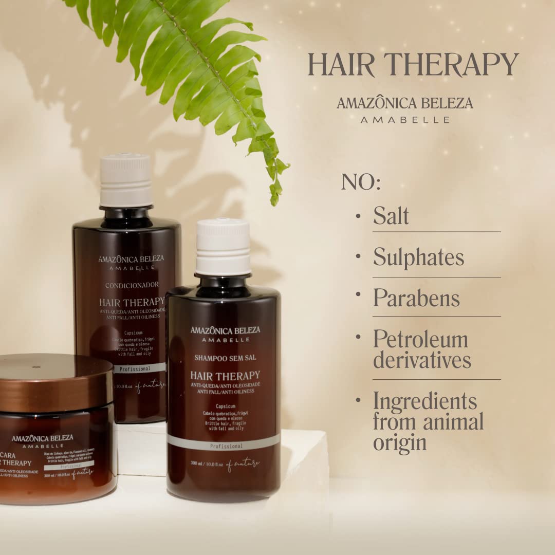 AMAZONICA BELEZA Hair Therapy Kit - Shampoo, Conditioner, Hair Mask (300ml/10.1 Oz) | Professional Line | Removes Oiliness, Prevents Hair Loss, Promotes Growth - Image 5