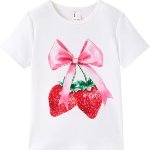 PATPAT Girls Crewneck Short Sleeve Graphic Tees Animal Print Shirts Cute Summer Outfits 5-12 Years