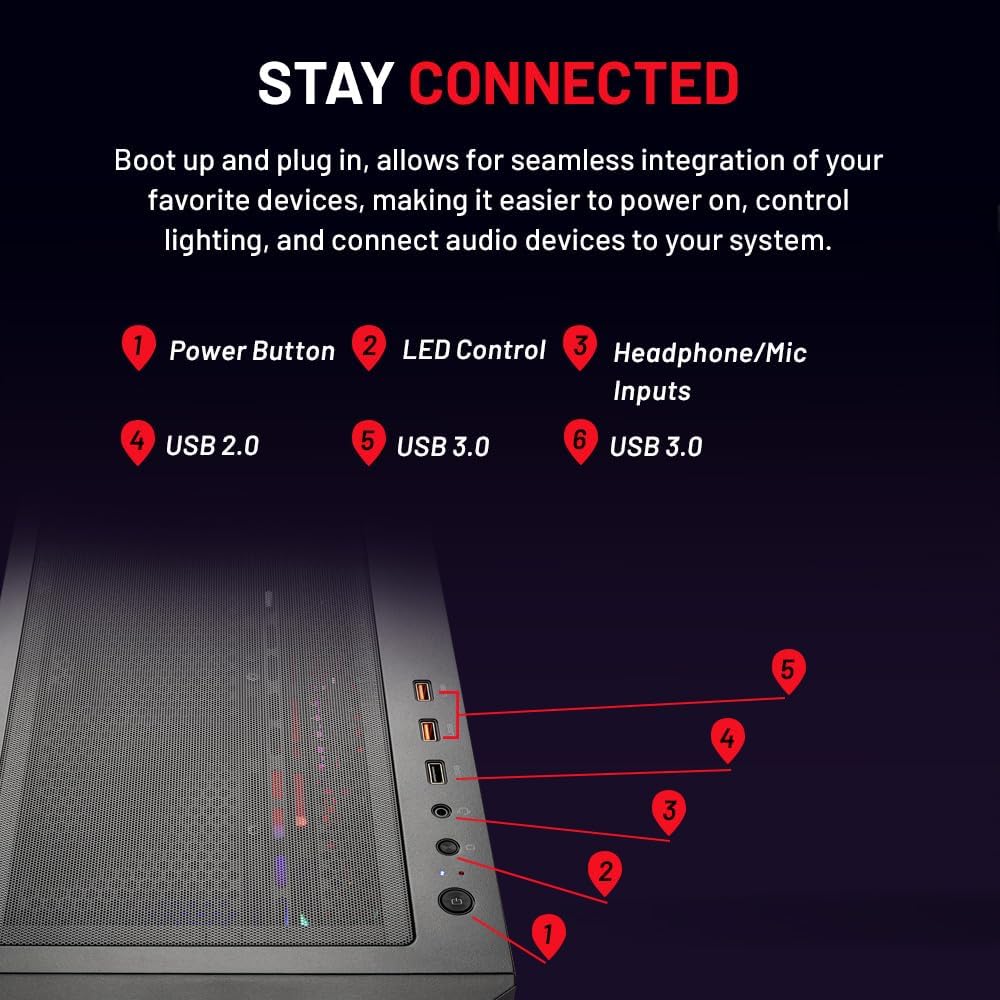 Skytech Gaming Blaze4 Mini Desktop PC, Ryzen 7 7700 3.8 GHz (5.3GHz), AMD RX 9060XT 16GB, 1TB NVMe SSD, 32GB DDR5 RAM 5200 RGB, 650W Gold PSU, Wi-Fi, Win 11 - Image 8