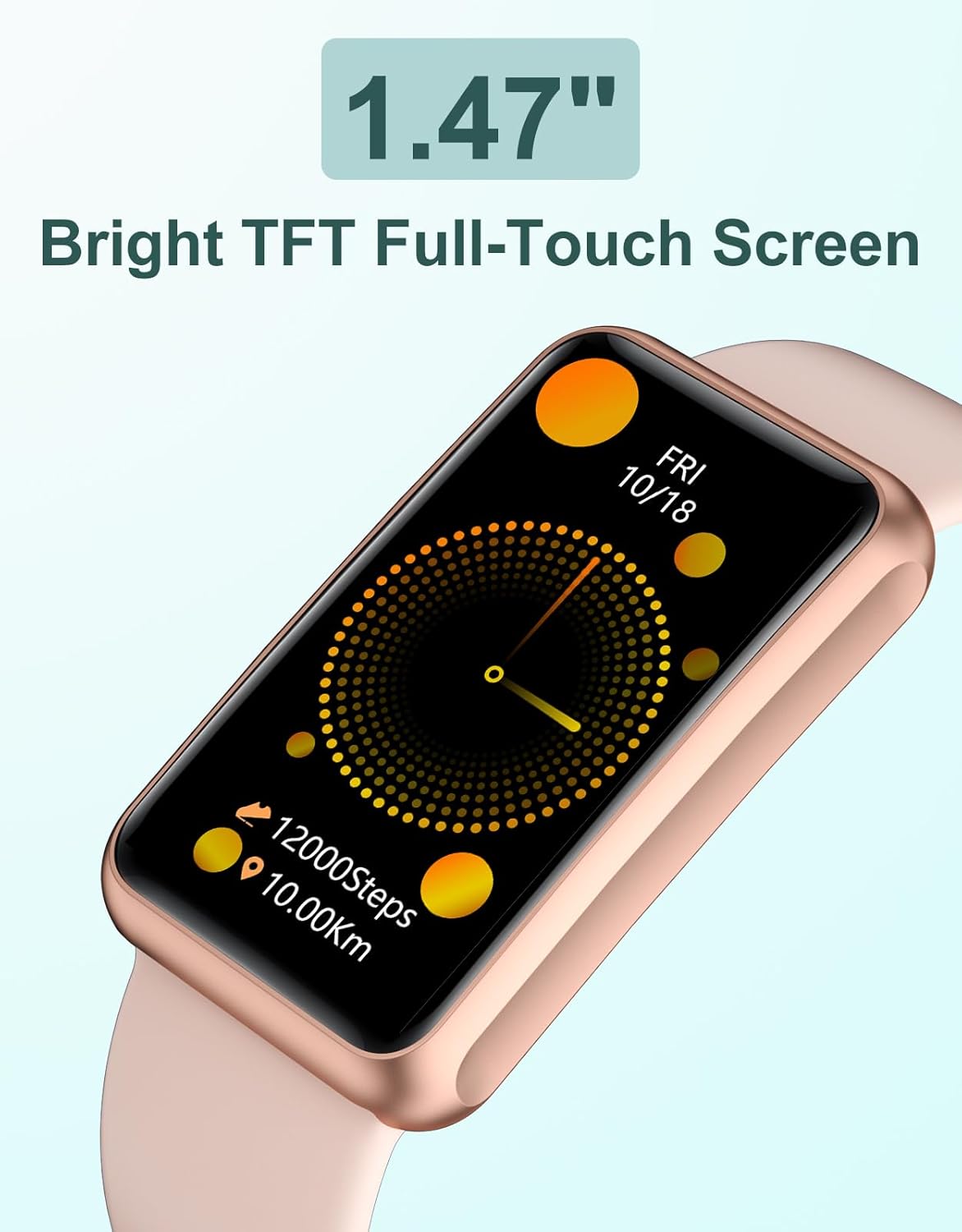 HUAKUA Fitness Tracker No Bluetooth No APP No Phone Needed, Fitness Watch for Men Women Parents IP68 Waterproof with Full Touch Screen Steps Calories Counter Sleep Tracker Alarm Clocks (Pink) - Image 3