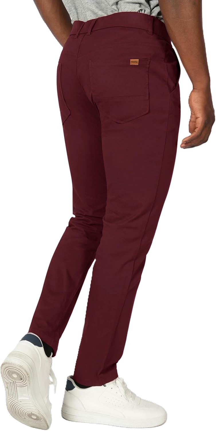 Plaid&Plain Men's Skinny Stretchy Khaki Pants Colored Pants Slim Fit Slacks Tapered Trousers - Image 8