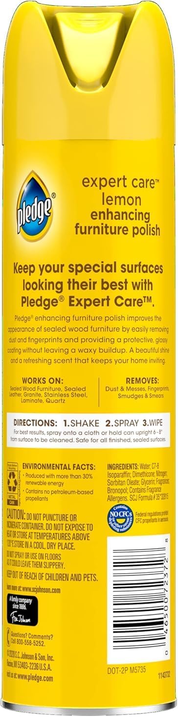 Pledge Enhancing Polish, Furniture & Wood Spray, Lemon Scent, 9.7oz - Image 11