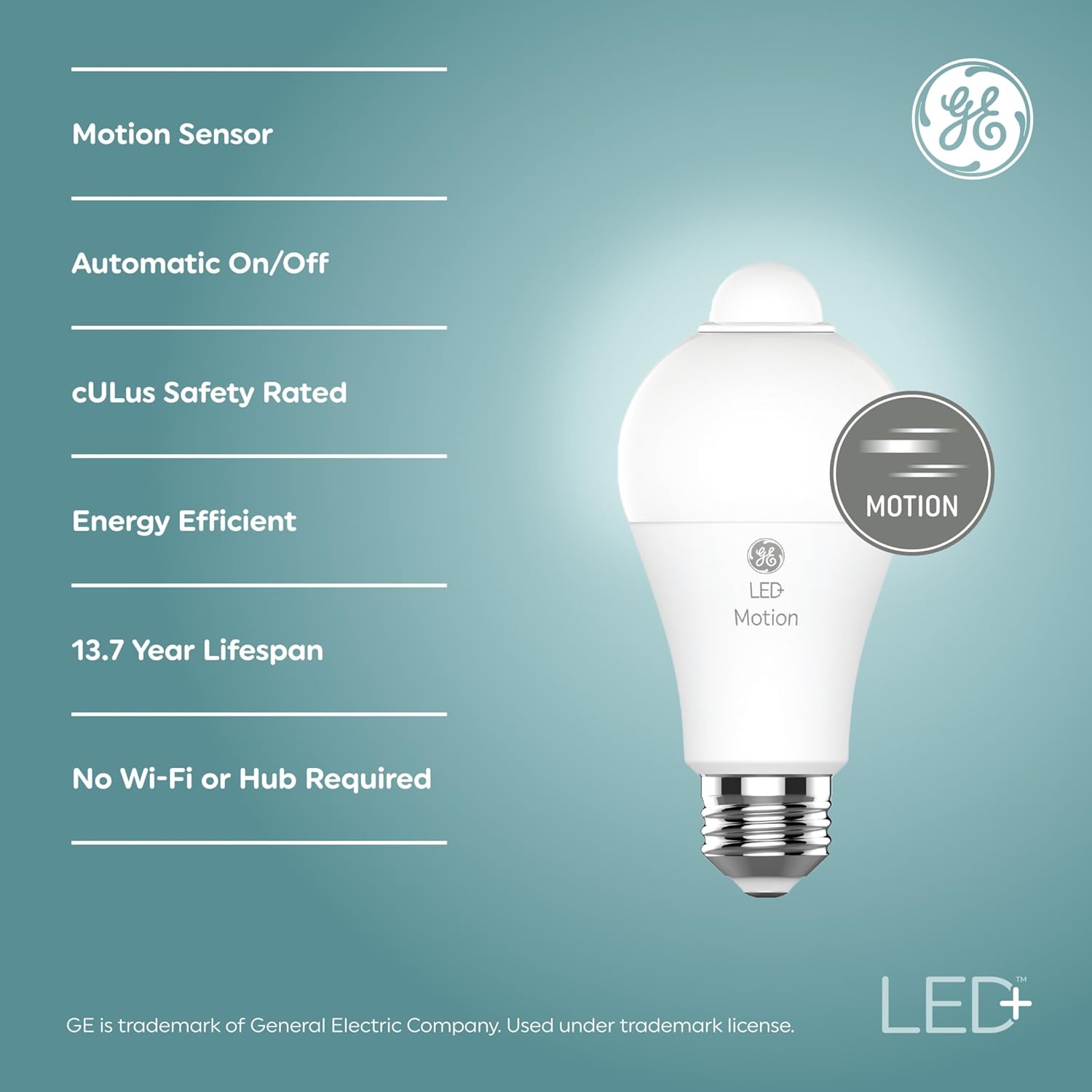 GE LED+ Motion Sensor LED Light Bulbs, 12W, Outdoor Security Lights, A21, Warm White (2 Pack) - Image 2