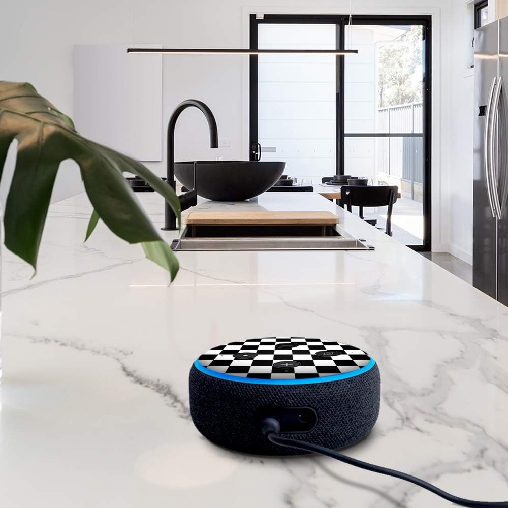 Black and White Checkers - Vinyl Decal Skin Compatible with Amazon Echo Dot 3rd Generation Alexa - Decorations for Your Smart Home Speakers, Great Accessories Gift for mom, dad, Birthday, Kids - Image 3