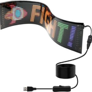 Programmable LED Scrolling Sign – Full Color Display Board with Bluetooth APP Control – Custom Text & GIF Patterns – Perfect for Business Advertising & Car Displays (Full Color, 23″ x 5″)