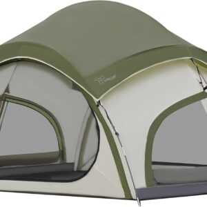 Vidalido 3-4 Person Camping Tent with 2 Large Mesh Door 4 Mesh Window Family Tents, Double Layer Waterproof Portable Easy Setup Camp Tent, Canvas Dome Tents for Camping Outdoor Hiking and Backpacking