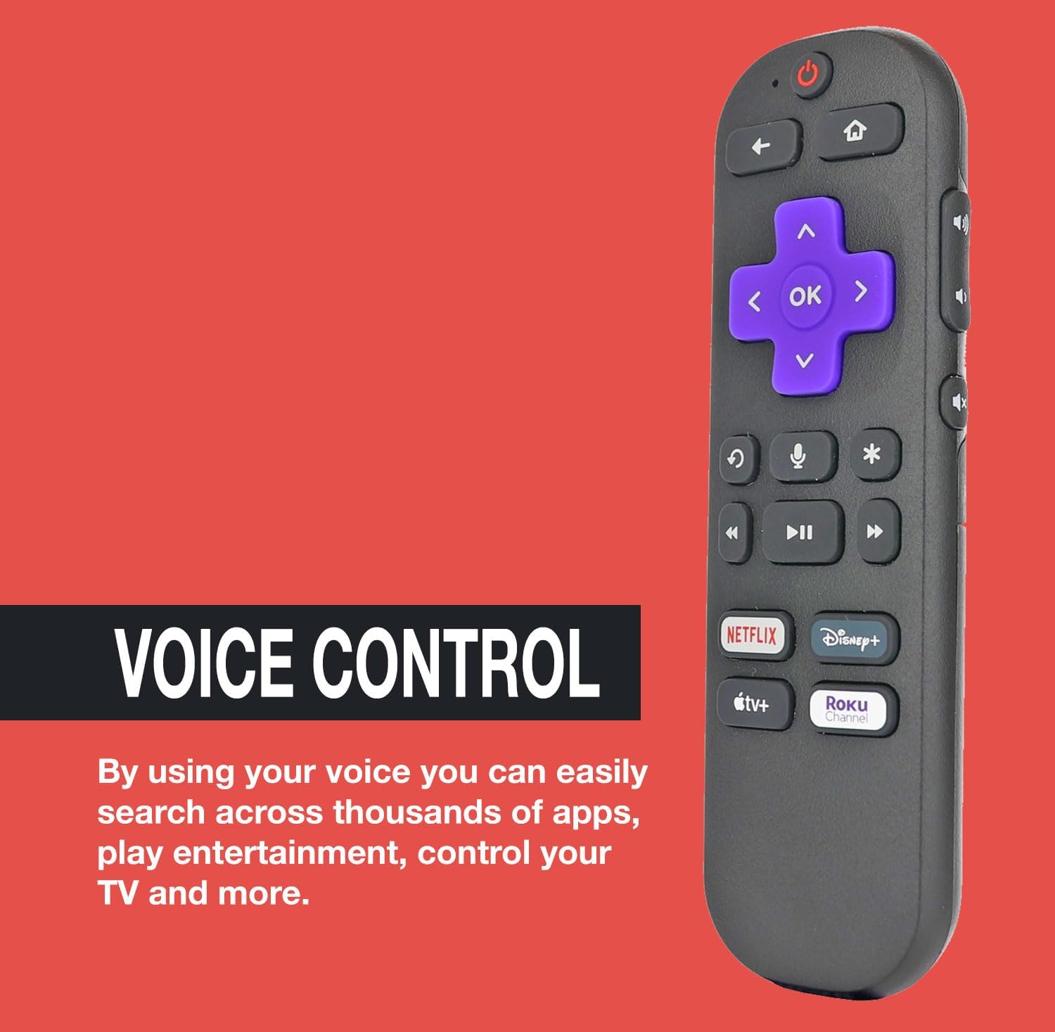 Anderic RC-EL1 RC-EL2 OEM Voice Replacement Remote Control for Roku Express, Premiere, Ultra, Streambar, Smart Soundbar – Voice Search, Infrared/RF Compatible, Easy Pairing, Durable Design - Image 4