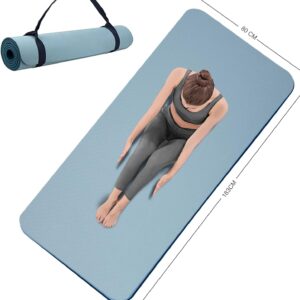 Yoga Mat Double-Sided Non Slip, 72” x 32” x 7mm – Extra Wide & Thick Yoga Mat for Women Men Kids, Professional TPE Yoga Mats for Home Workout, Yoga, Pilates and Floor Exercise, with Carrier Strap