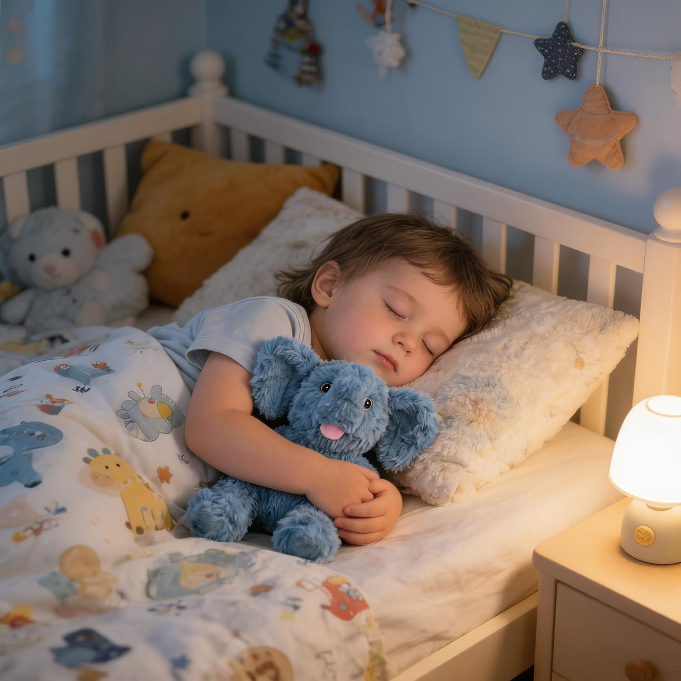 Hopearl Adorable Plush Calf Elephant Toy Floppy Elephish Ultra Soft Stuffed Animal for Boys Girls Kids Toddlers, Blue, 9'' - Image 4