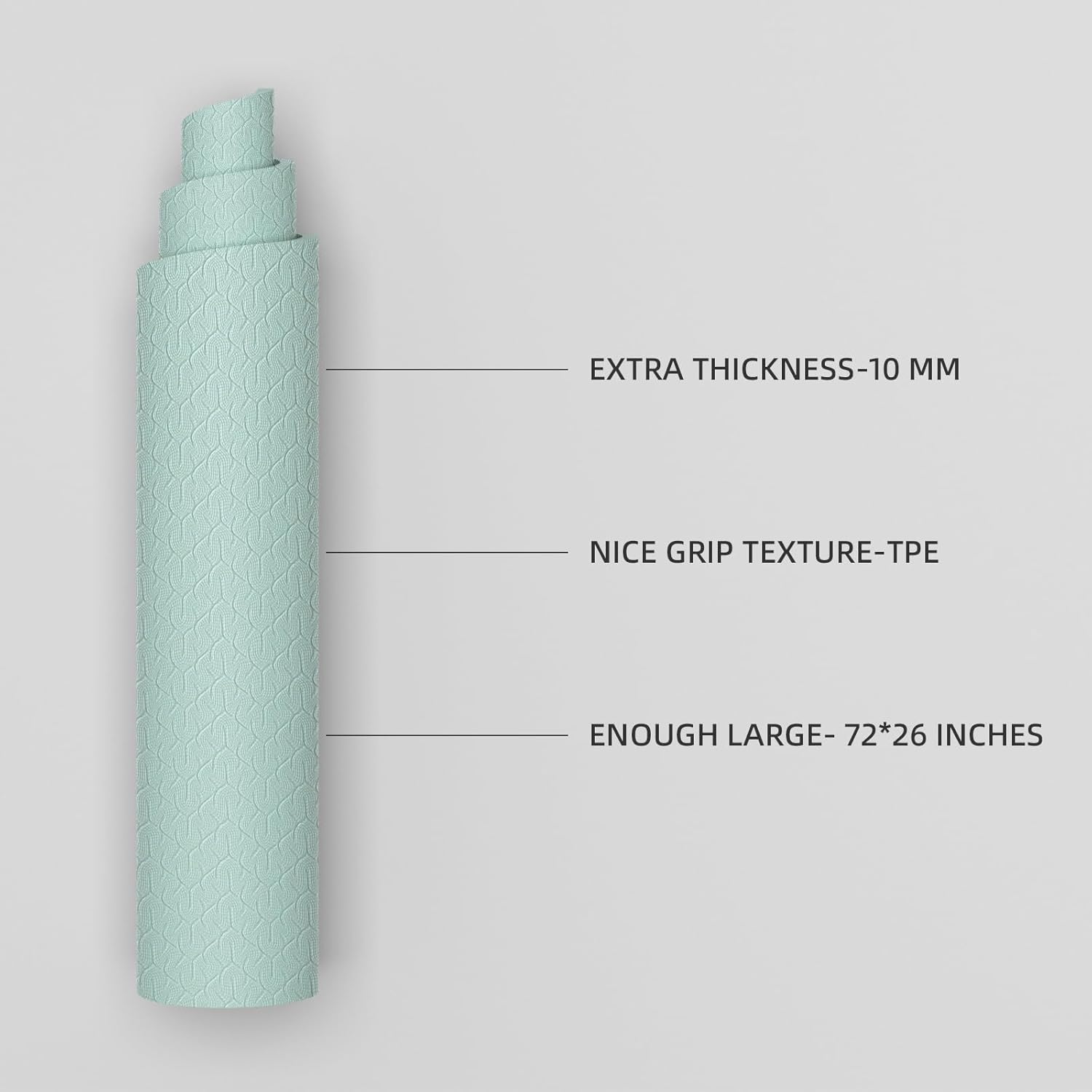 10 mm Yoga Mat 72"x26" TPE Non-Slip Exercise Mat 0.4" Thick, Easy-to-Carry Fitness Mat for Yoga, Pilates & Workout, Made with Recyclable Material, Durable, Easy to Clean - Image 2