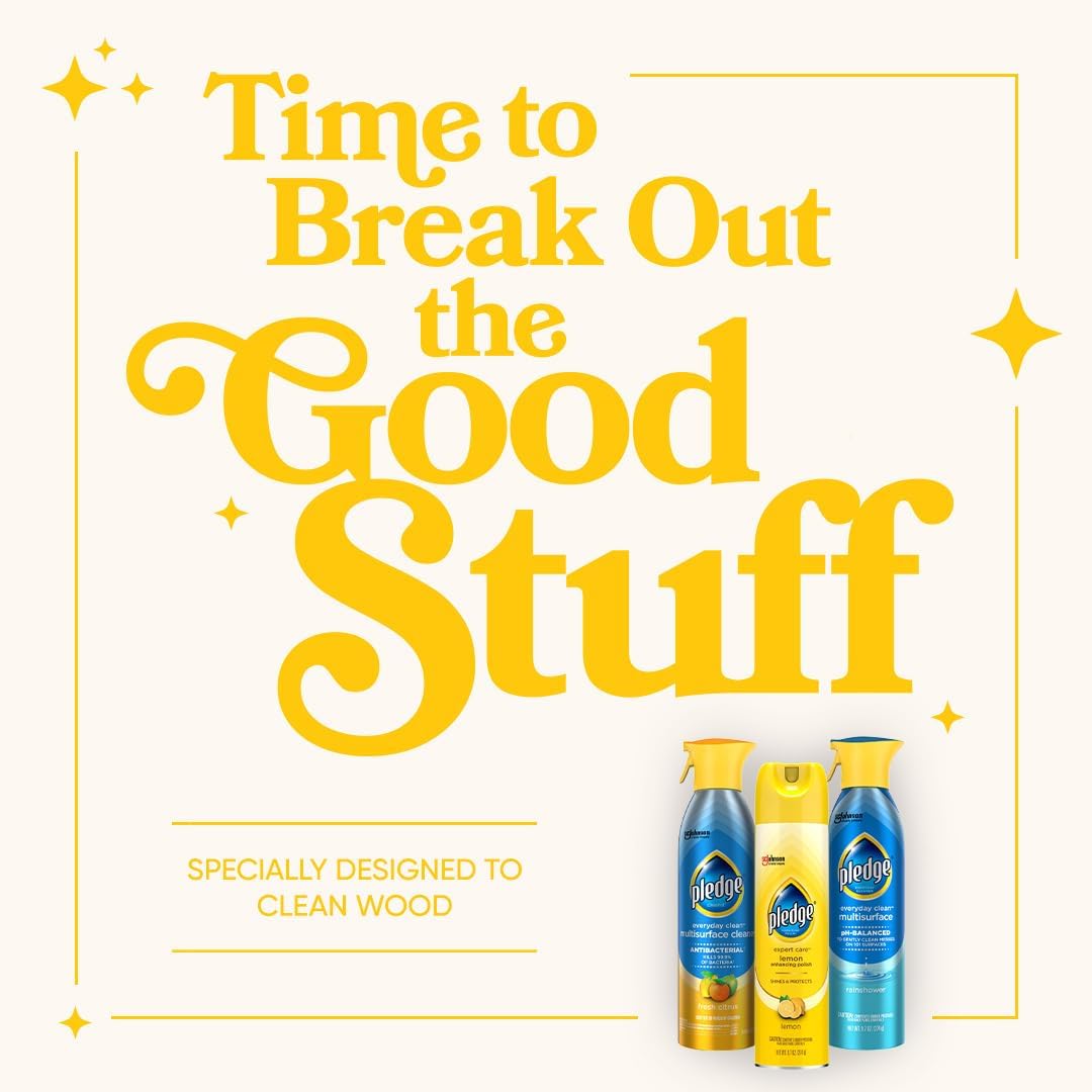 Pledge Enhancing Polish, Furniture & Wood Spray, Lemon Scent, 9.7oz - Image 2