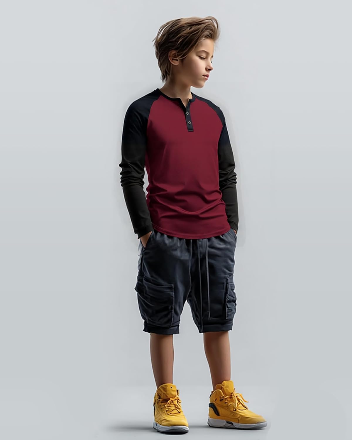 PureChapter 3 Pack Boys Long Sleeve Athletic Shirts Color Blocked Casual Baseball Shirts for Boys - Image 3