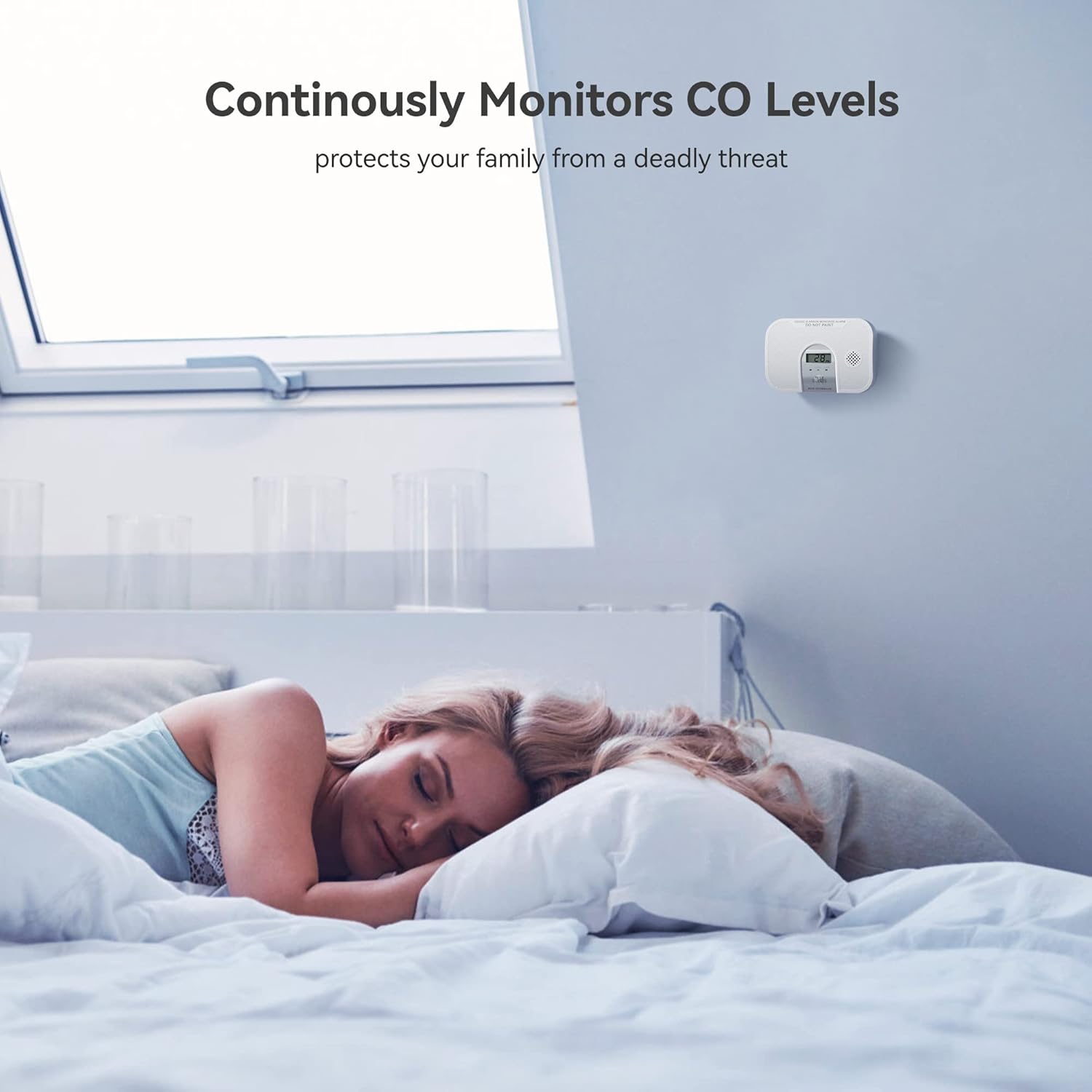 Carbon Monoxide Detector, 10-Year Life Carbon Monoxide Alarm, Replaceable Battery CO Detector with LCD Digital Display and Test Button, 3 LED Lights CO Alarm for Home, GS828C-D, 2 Pack - Image 7