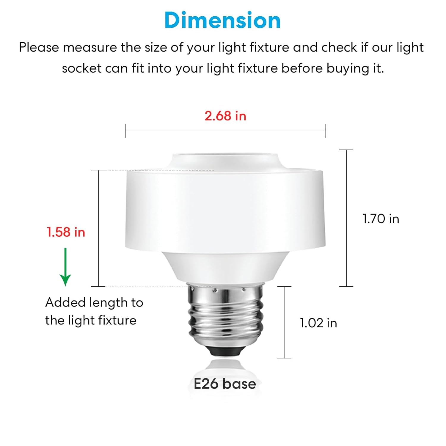 LoraTap Smart WiFi Bulb Socket E26 2 Pack Wi-Fi LED Light Bulb Timer Lamp Holder Adapter, Voice Control with Amazon Alexa and Google Home, Smart Life App Control from Anywhere by Phone, 30W Max. - Image 7