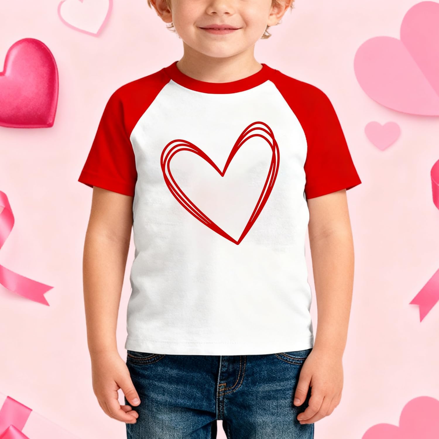 Kids Valentine Shirt Boys Girls 2T-5T Toddler Valentines Day T-Shirt Tee Love Heart Gift - Image 2