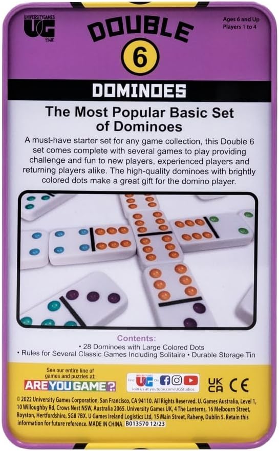 Front Porch Classics | Double 6 Travel Tin Domino Set from, for 1 to 4 Players Ages 6 and up - Image 2
