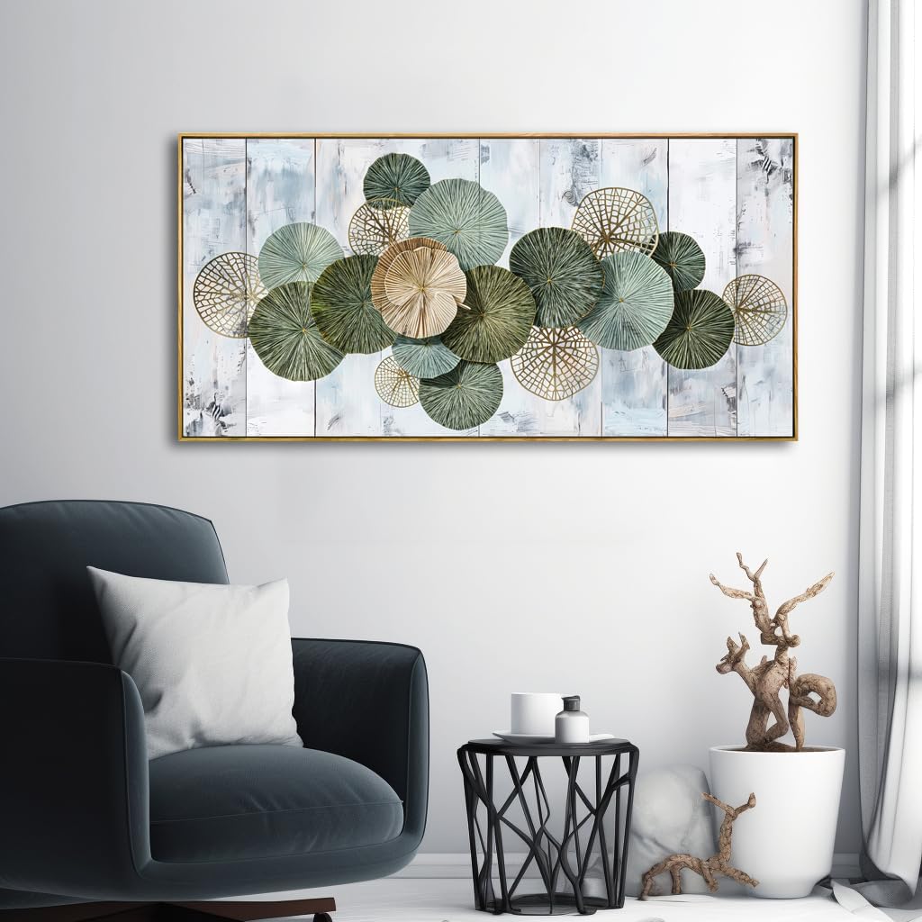 Wall Art Simple Wall Decor Green Canvas Painting Abstract Wall Art for Bedroom Living Room Dining Room Home Office Decor 30"x60" with Framed - Image 6