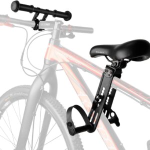 Kid Bike Seat Front Mounted and Handlebar for Mountain Bike Parent-Child Cycling, Child Bicycle Seat&Child Handlebar for All Adult MTB Bike Cycling(Foldable/Not Foldable Pedals)