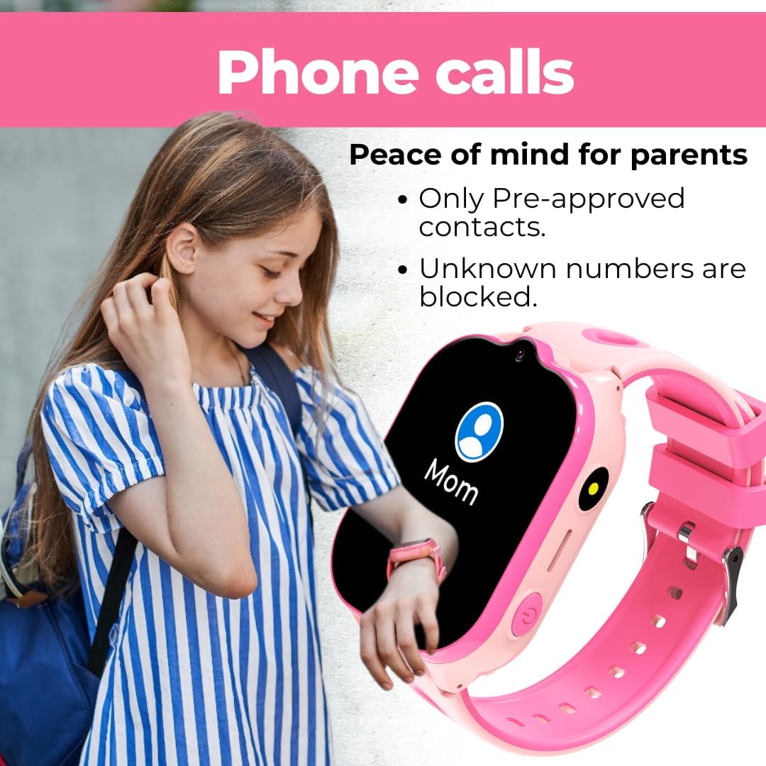 Smart Watch – Best Kid-Safe Phone Watch, Precision Real-Time GPS Tracking, Calls, Texts, Activity Tracking, School Mode, Parental Controls, SOS Button & Safety Alerts, Geo-Fence Zones (Pink) - Image 7