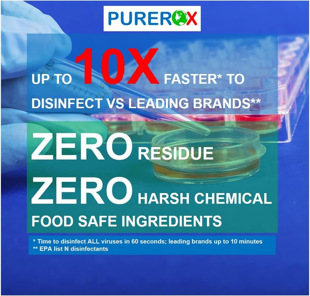 disinfectant (1 gallon) Eliminate 99.9999% viruses, Norovirus, HIV, MRSA and fungi. PUREROX Hypochlorous technology. Hospital Grade. Use Anywhere. No residue.No Rinse. Suitable All Surfaces - Image 2