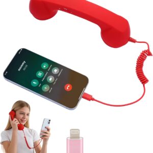 Retro Phone Handset, 2026 New Retro Style Type-C Phone Handset,Vintage Wired Plug in Handheld Cell Phone Receiver with Microphone, Suitable for Cell Mobile Video Conferences,Calls,Meetings (RED)