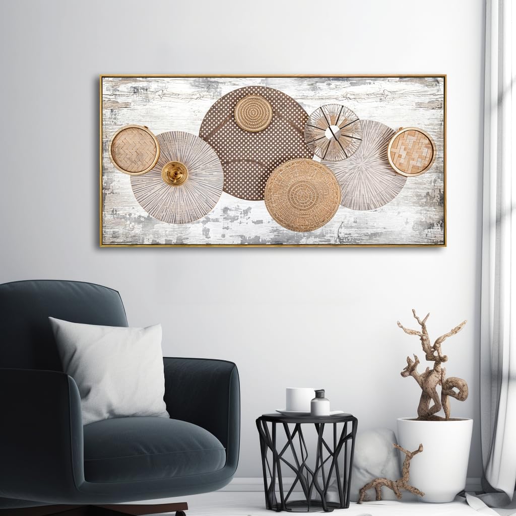 Wall Art Floral Rustic Wall Decor Yellow and White Canvas Painting Abstract Wall Art for Bedroom Living Room Dining Room Home Office Decor 20"x40" with Framed - Image 6