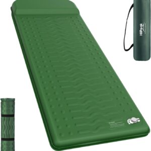 HiiPeak Memory Sleeping Pad, Compact Thick Foam Sleeping Mats with Pillow, 9.5 R-Value Insulated Camping Mattress Pad, Easy Inflate & Deflate, Inflatable Sleep Mat for Backpacking Hiking Car Tent