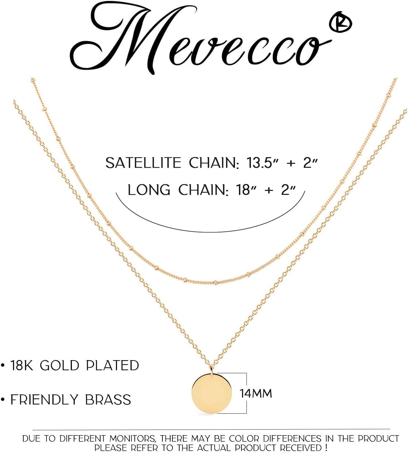 MEVECCO Layered Heart Necklace Pendant Handmade 18k Gold Plated Dainty Gold Choker Arrow Bar Layering Long Necklace for Women - Image 3