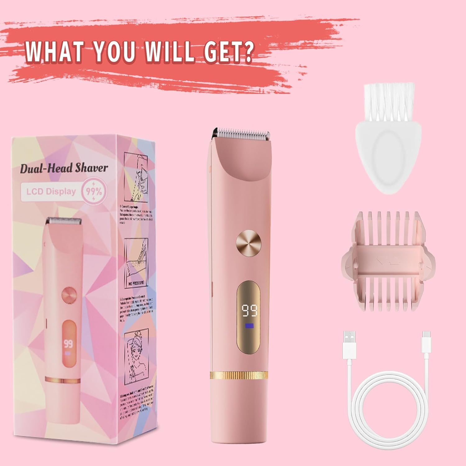 Bikini Trimmer for Women, 2 in 1 Electric Shaver for Women, Rechargeable Electric Razor Body Hair Trimmer Wet & Dry Use - Image 6