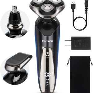 Electric Razor for Men – Rechargeable Electric Shaver for Men, Waterproof Wet Dry Cordless Razor with Nose Hair Trimmer and Sideburns Trimmer