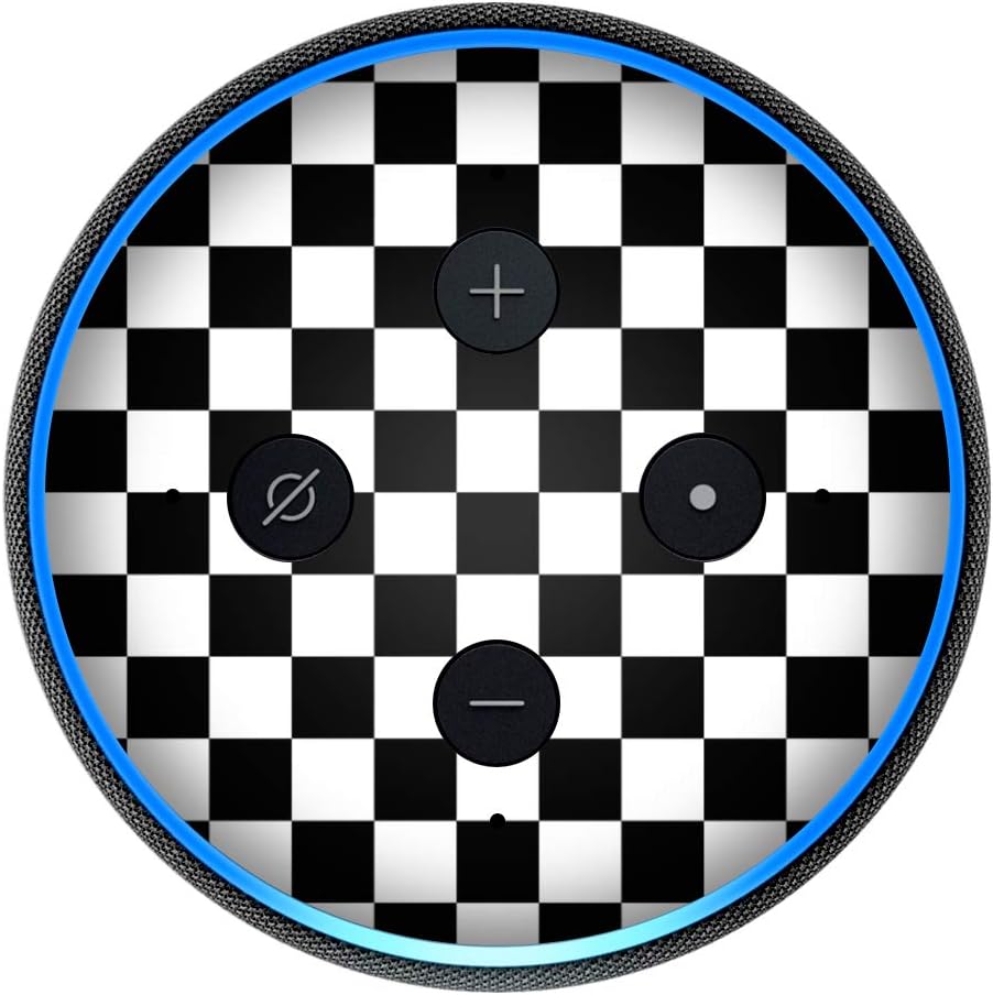 Black and White Checkers - Vinyl Decal Skin Compatible with Amazon Echo Dot 3rd Generation Alexa - Decorations for Your Smart Home Speakers, Great Accessories Gift for mom, dad, Birthday, Kids - Image 2