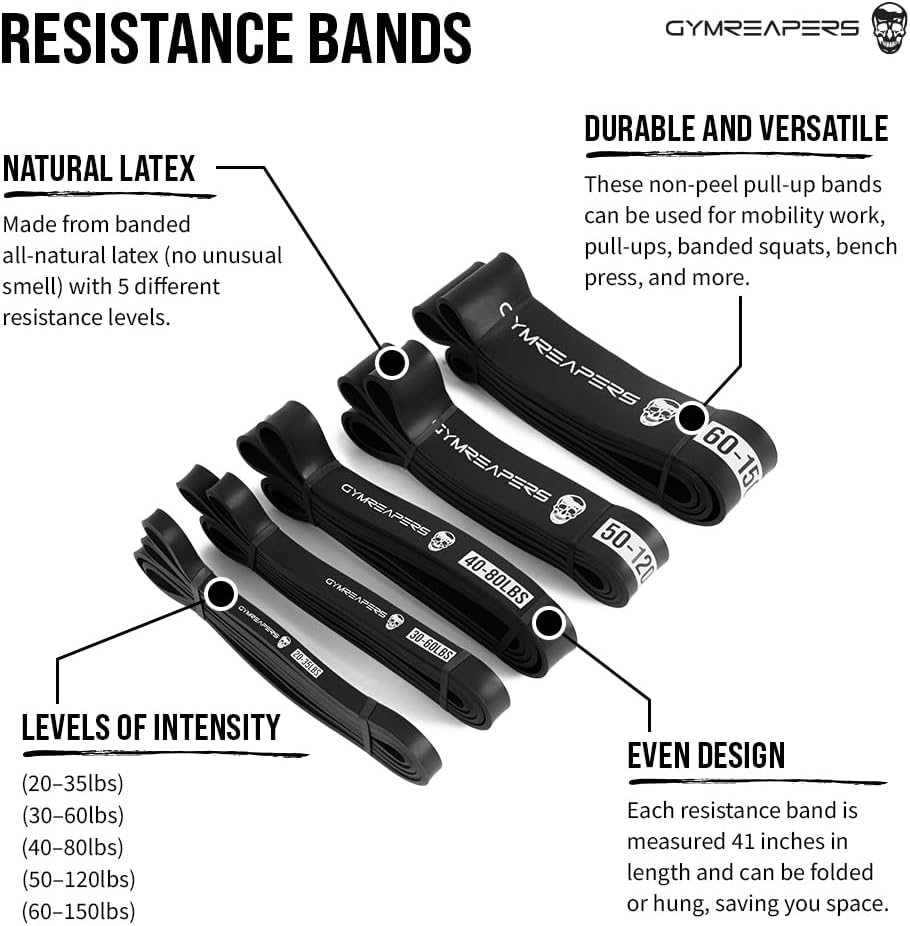Gymreapers Resistance Bands for Working Out – Elastic Pull Up Exercise Assistance Bands Set for Powerlifting, Stretching, WOD, Strength Training – for Men & Women - Image 2