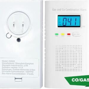 Combination Gas and Carbon Monoxide Detector Plug-in | CO Alarm & Natural Gas Combustible Detector | Digital Display, Battery Backup, Easy Install | for Home Kitchen Safety Monitoring 1-Pack