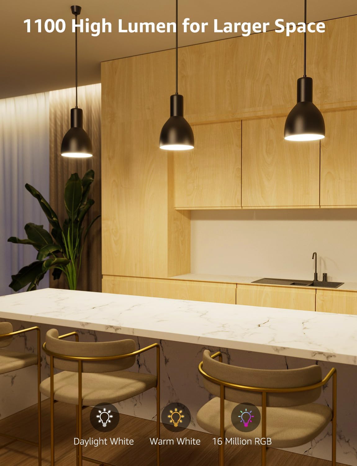 Lepro B2 AI Smart Light Bulbs - 1100LM WiFi & Bluetooth RGBWW Color Changing LED Bulb, Works with Alexa & Google Assistant, Personalized Al Lighting Designer, AI Voice Control, 2.4GHz Only, 2 Pack - Image 5