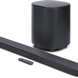 JBL Bar 500MK2-5.1 Channel soundbar System with Dolby Atmos®, MultiBeam™ 3.0 & PureVoice 2.0, 750W with 10″ Sub, Easy Sound Calibration, and Works with Voice Assistant-Enabled Speakers (Black)