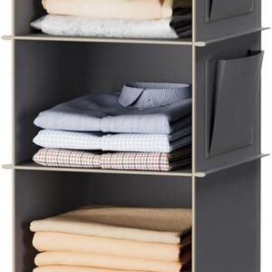 YOUDENOVA Hanging Closet Organizer and Storage, 6-Shelf Closet Hanging Storage Shelves, Grey