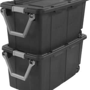 Extra Large Storage Bin, 40 Gallon Wheeled Plastic Storage Container with Handle,Pack of 2 (Gray)