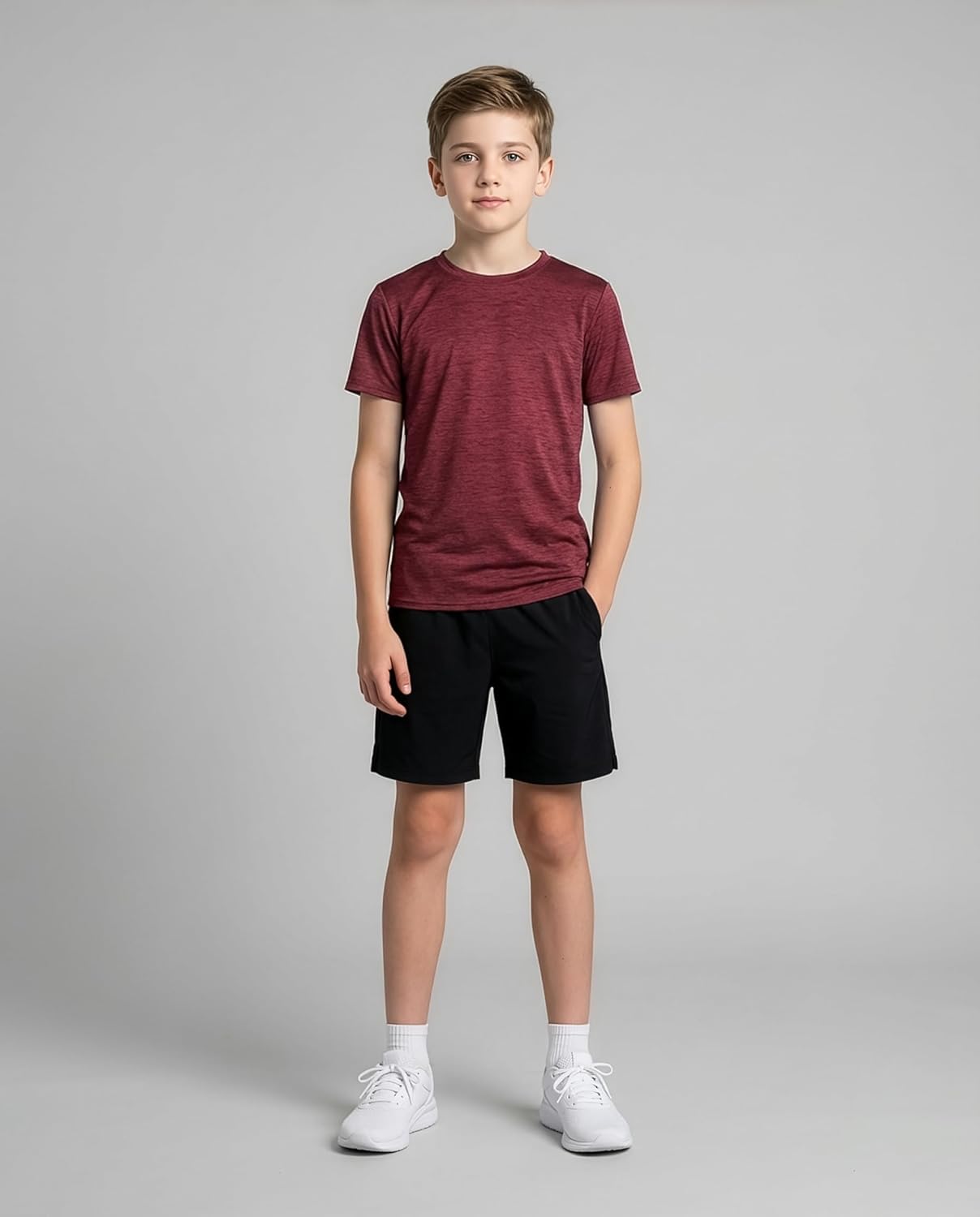 Real Essentials 5 Pack: Youth Dry-Fit Wicking Active Athletic Performance Short Sleeve T-Shirt Boys & Girls Shirts - Image 3