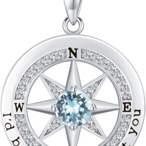 S925 Necklace Gift for Wife |Compass Jewelry |Women Anniversary |Sterling Silver |Girlfriend Birthday Gifts for Her Valentines |I’d be Lost without You |Jewel 18K Gold