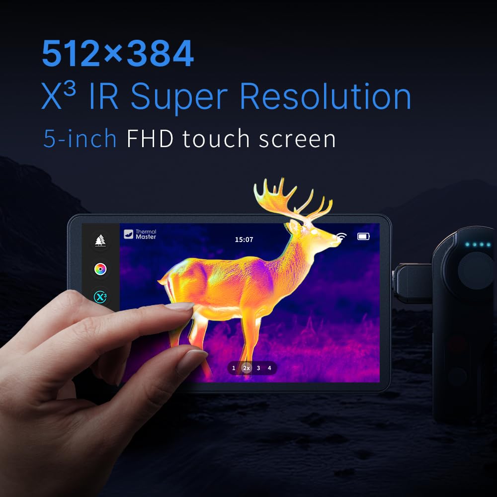 DV2 - Thermal Monocular with 1093 Yards Night Vision, 5'' Touch Screen Infrared Camera with 10mm Manual Lens, 512x384 Super IR Resolution, 50Hz, 20mK NETD, Outdoor Wildlife Observation - Image 4