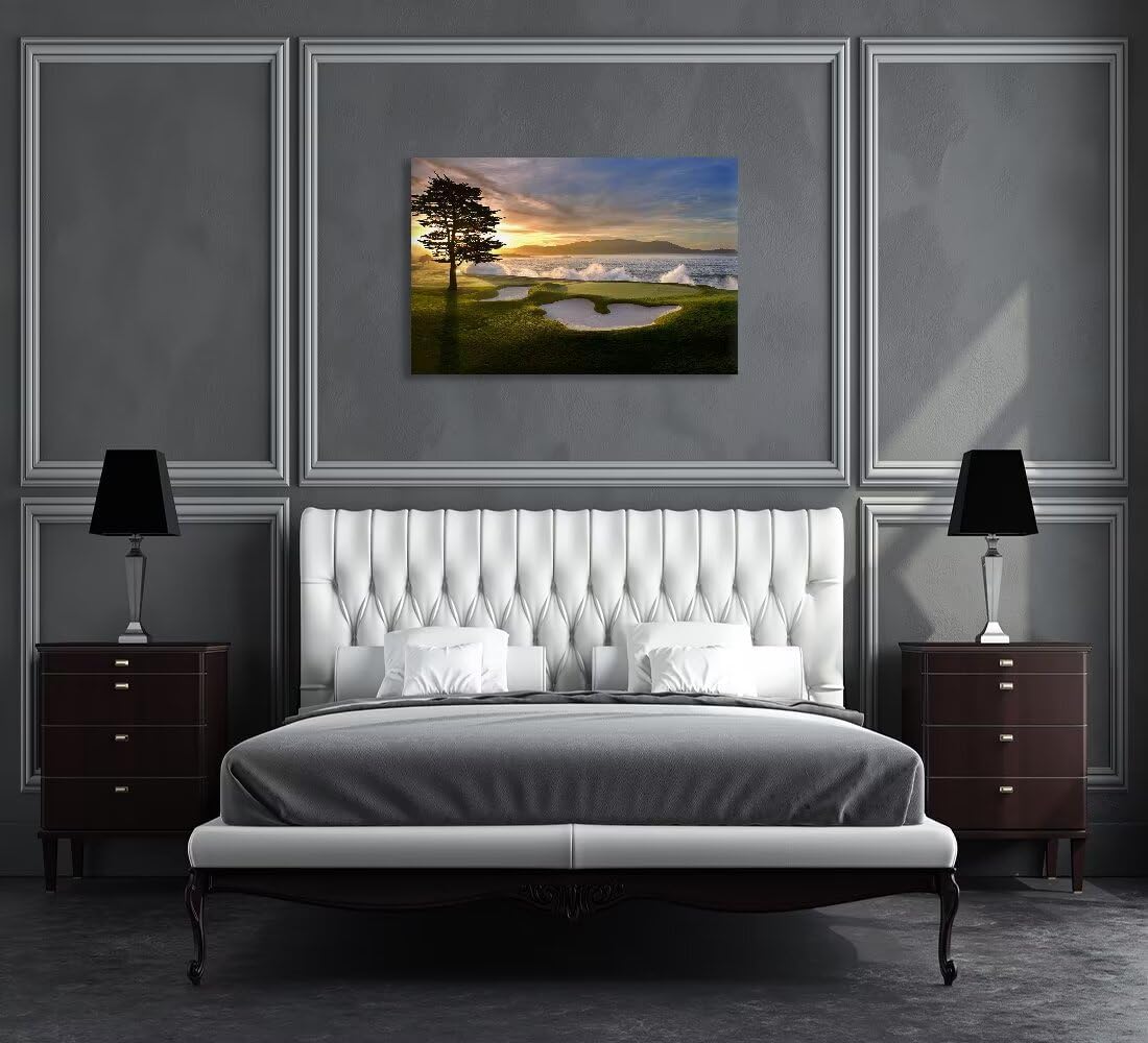 chenchenArt Pebble Beach Golf Course Wall Art Pictures Golf Course Poster Canvas Prints Golf Artwork Wall Decor for Living Room Bedroom Bathroom Home Decorations Framed Ready to Hang(24''H x 36''W) - Image 5