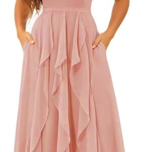 Chiffon Square Neck Junior Bridesmaid Dress A Line Flower Girl Formal Dresses with Ruffles UJR127