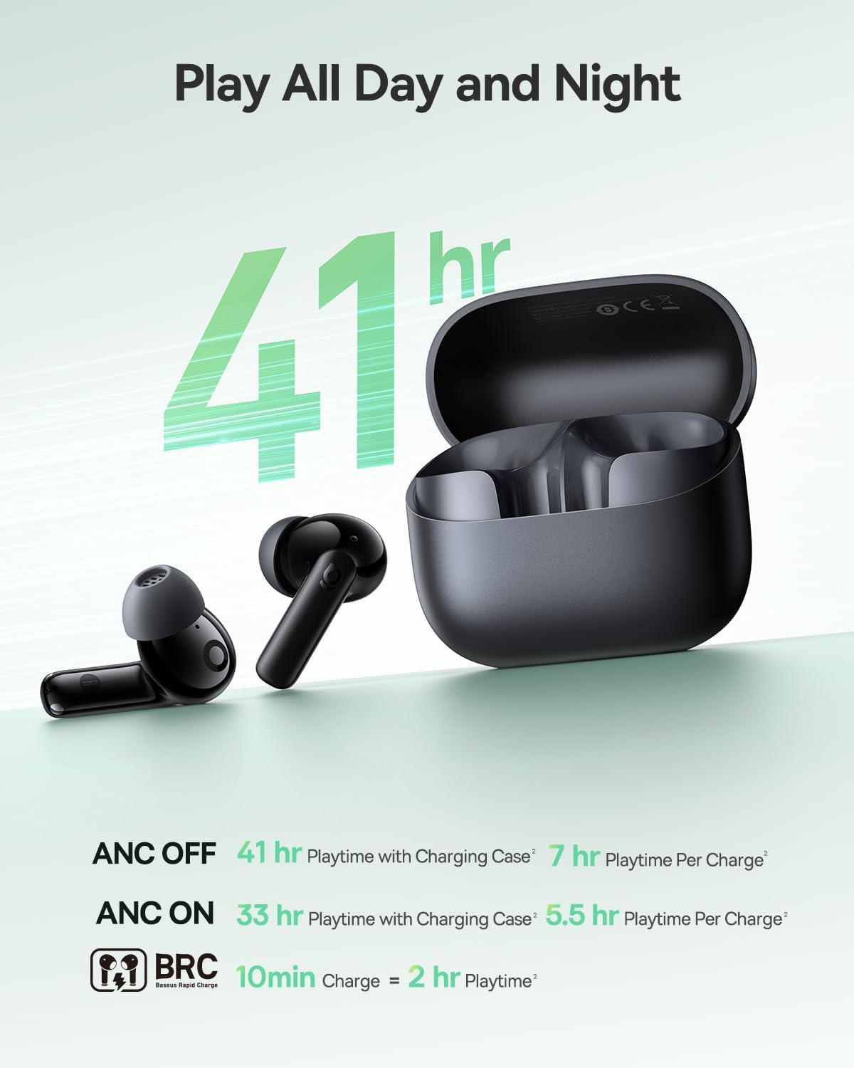 Baseus Bass BP1 NC Hybrid Active Noise Cancelling Wireless Earbuds, 12mm Super-Bass Driver, 41H Playtime, Bluetooth 6.0, IP55 Waterproof, 4-Mic AI ENC, 24 Customizable EQ - Image 5