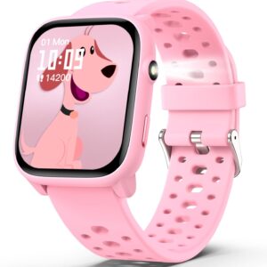 MgaoLo Kids Smart Watch 1.85″ Upgrade – Fitness Tracker with Heart Rate Sleep Monitor, 100+ Sports Modes, 12 Puzzle Games, Activity Tracker for Boys Girls Outdoor Fun (Pink)