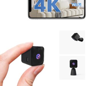 4K HD Indoor Camera for Indoor Security with App Control Motion Detection & Night Vision Wireless WiFi Rechargeable Pet Camera for Home/Office 24/7 Cycle Save Video Only (4K)