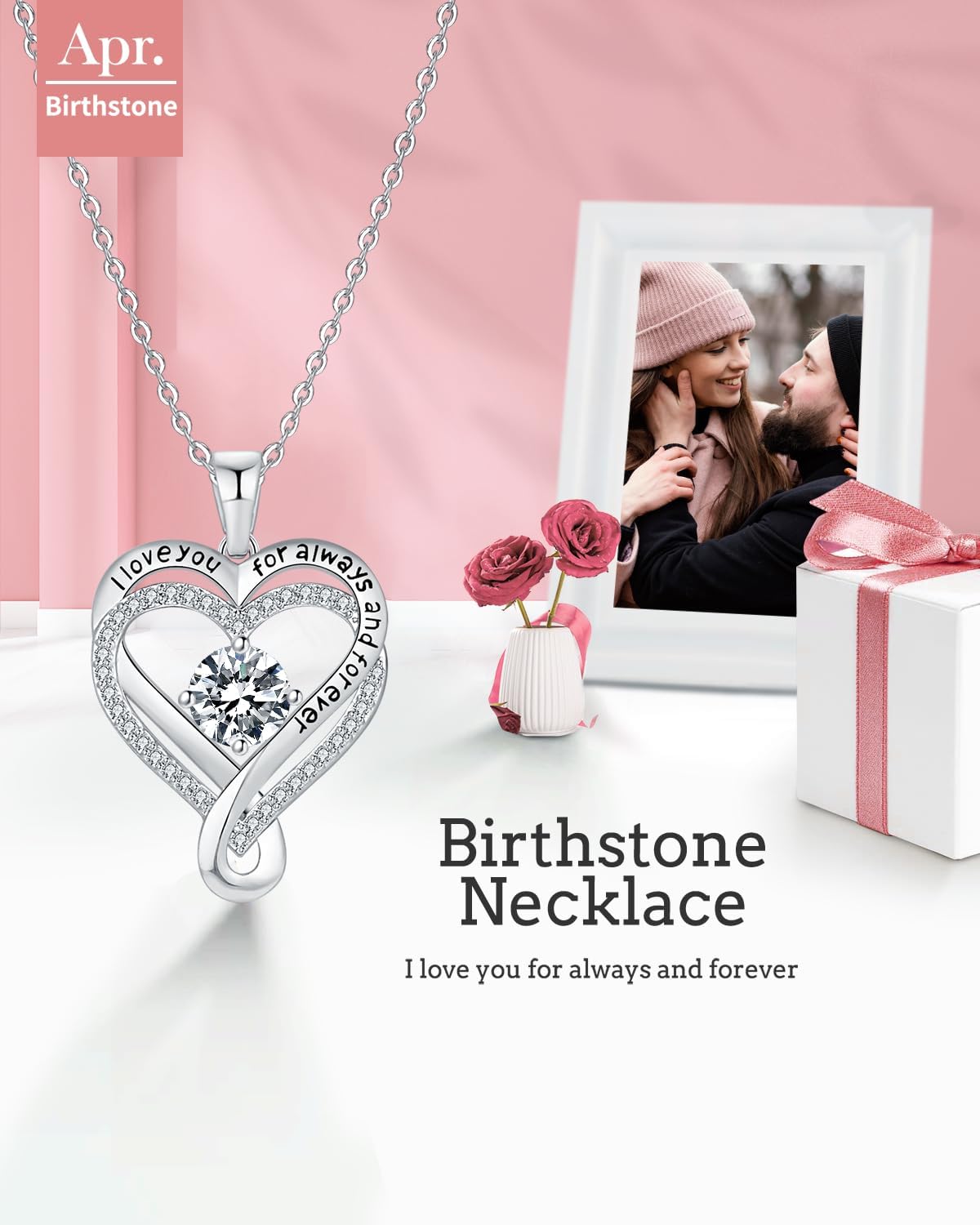 Jewelry for Women Wife Infinity Heart Birthstone I Love You Necklace S925 Anniversary Women Necklaces for Her Wife Birthday Gift Ideas, Birthday Present for Girlfriend Mom Daughter Sterling Silver - Image 3