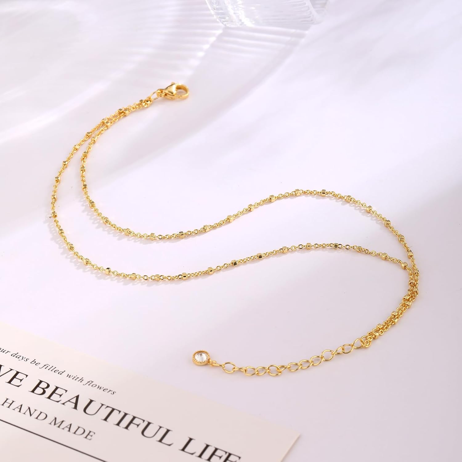 MIDEEO Gold/Silver Ankle Bracelets for Women,14K Gold Anklets for Women Waterproof Cuban Link Heart Beads Herringbone Rhinestone Anklets Set Layered Anklet Bracelets for Women Gold Jewelry Gift - Image 6